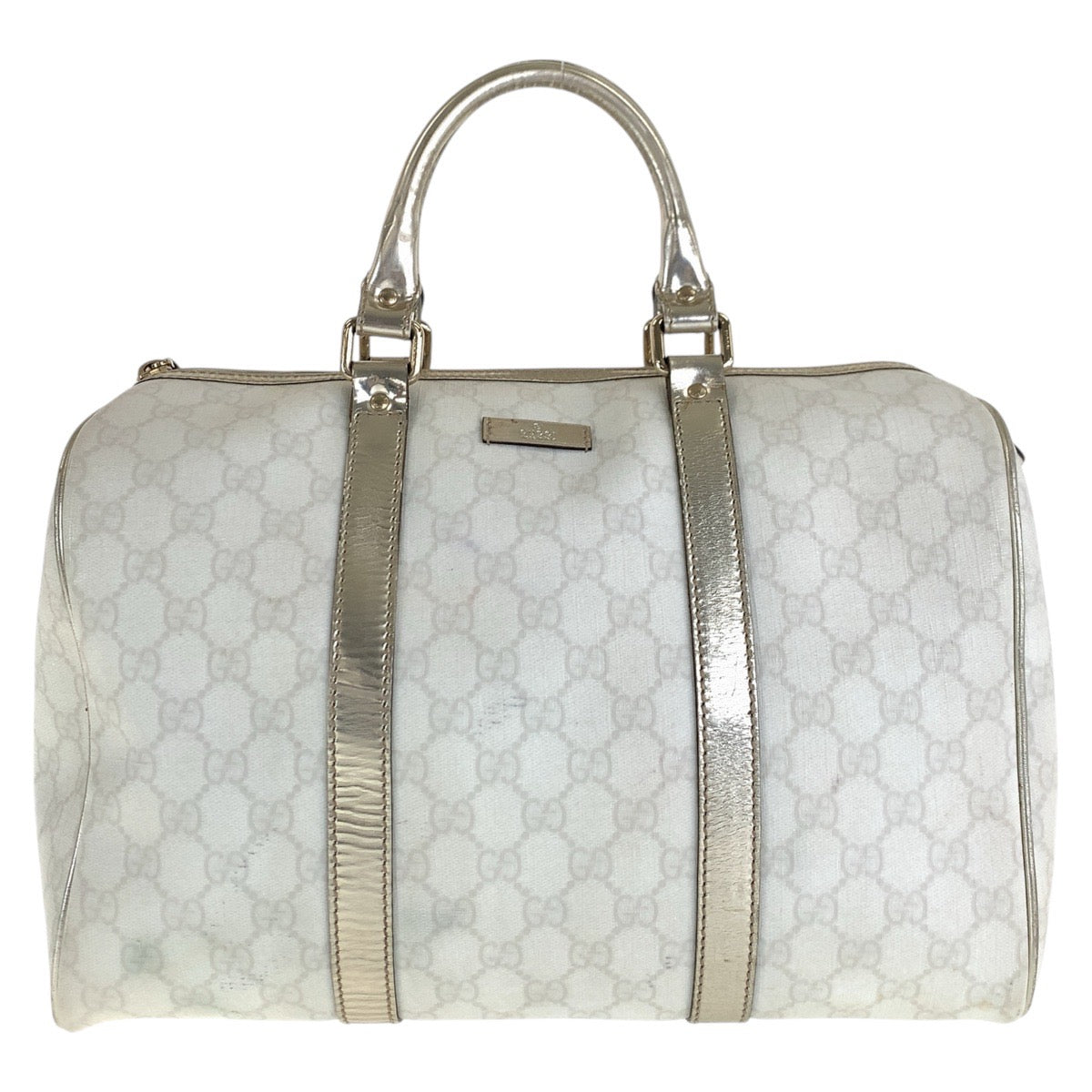 Gucci GG Supreme , Boston Duffel Leather Canvas White Gold Mini Bag