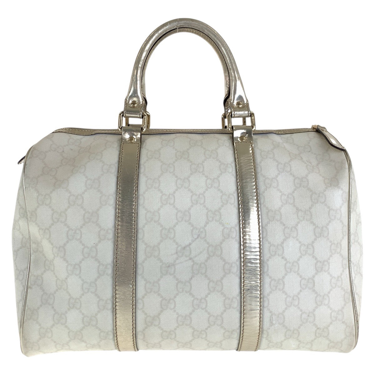 Gucci GG Supreme , Boston Duffel Leather Canvas White Gold Mini Bag