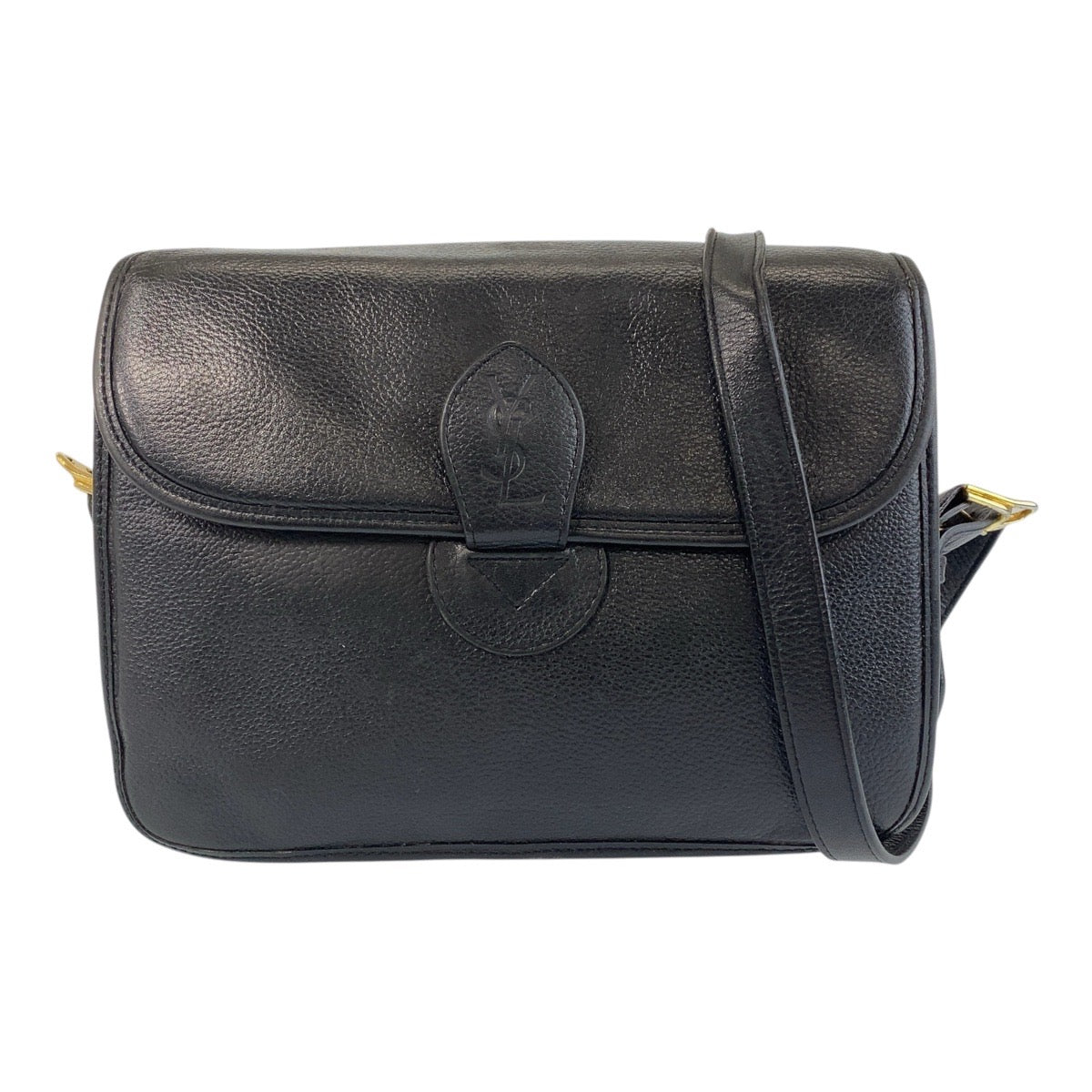 YSL Saint Laurent Shoulder Bag Goldmetal Shoulder Bag Pochette Women Unisex Leather Black