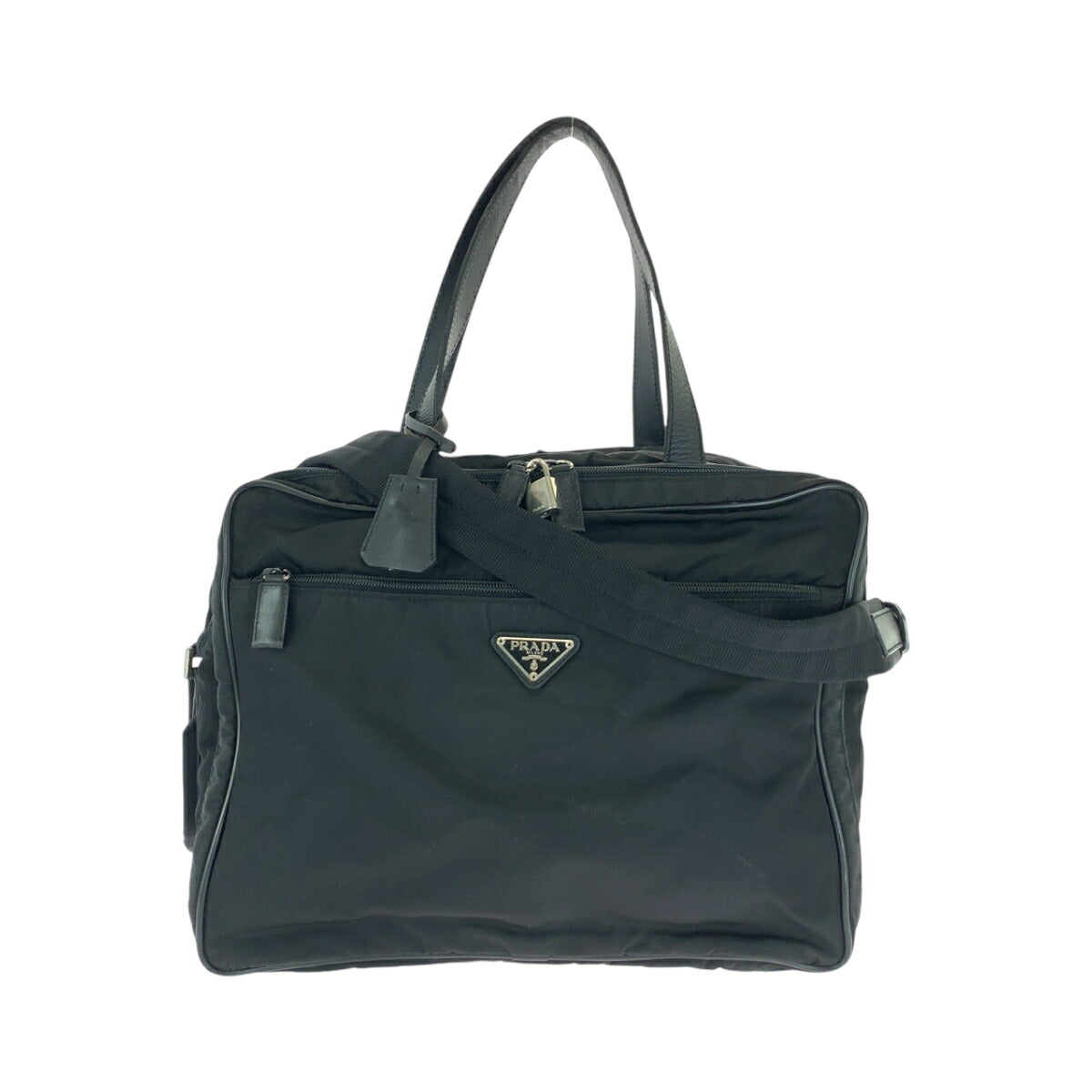 Prada Tessuto Triangle Plate 2Way Briefcase Handbag Logo Travel Bag