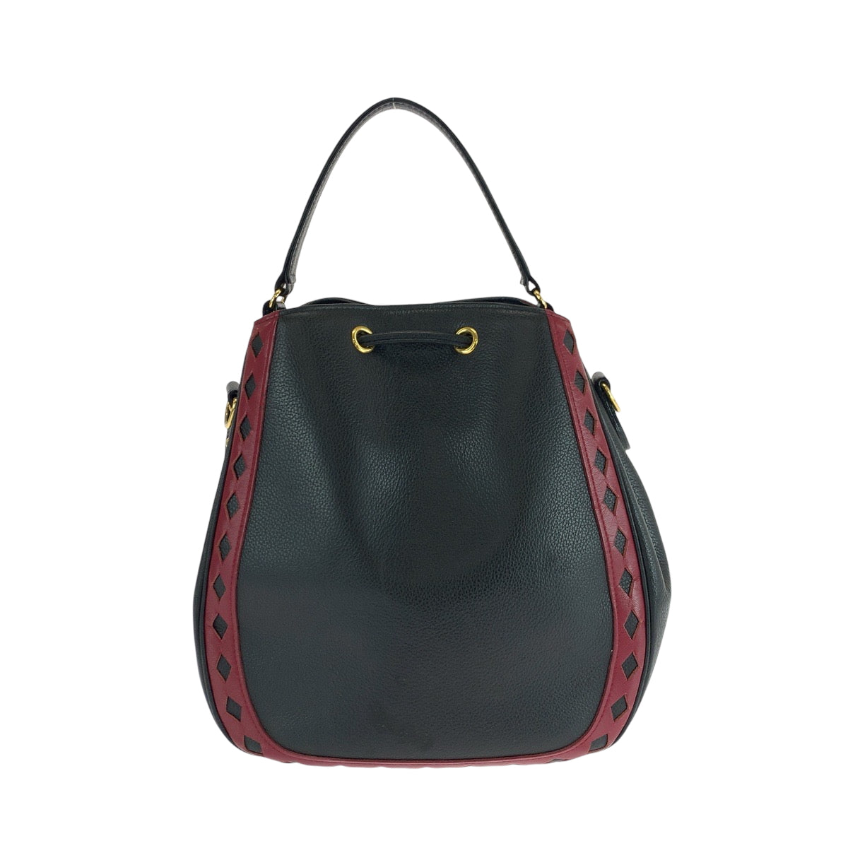 YSL Saint Laurent Yves Shoulder Bag Goldmetal Shoulder Bag Handbag Diamond Leather Black Red