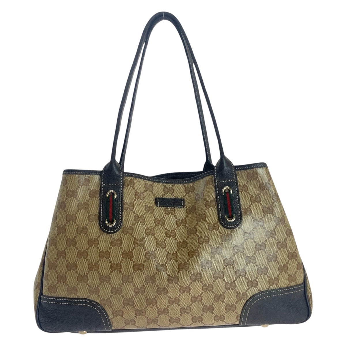 Gucci PVC, Metal Sherry line GG Leather Brown Beige Gold Shoulder Bag