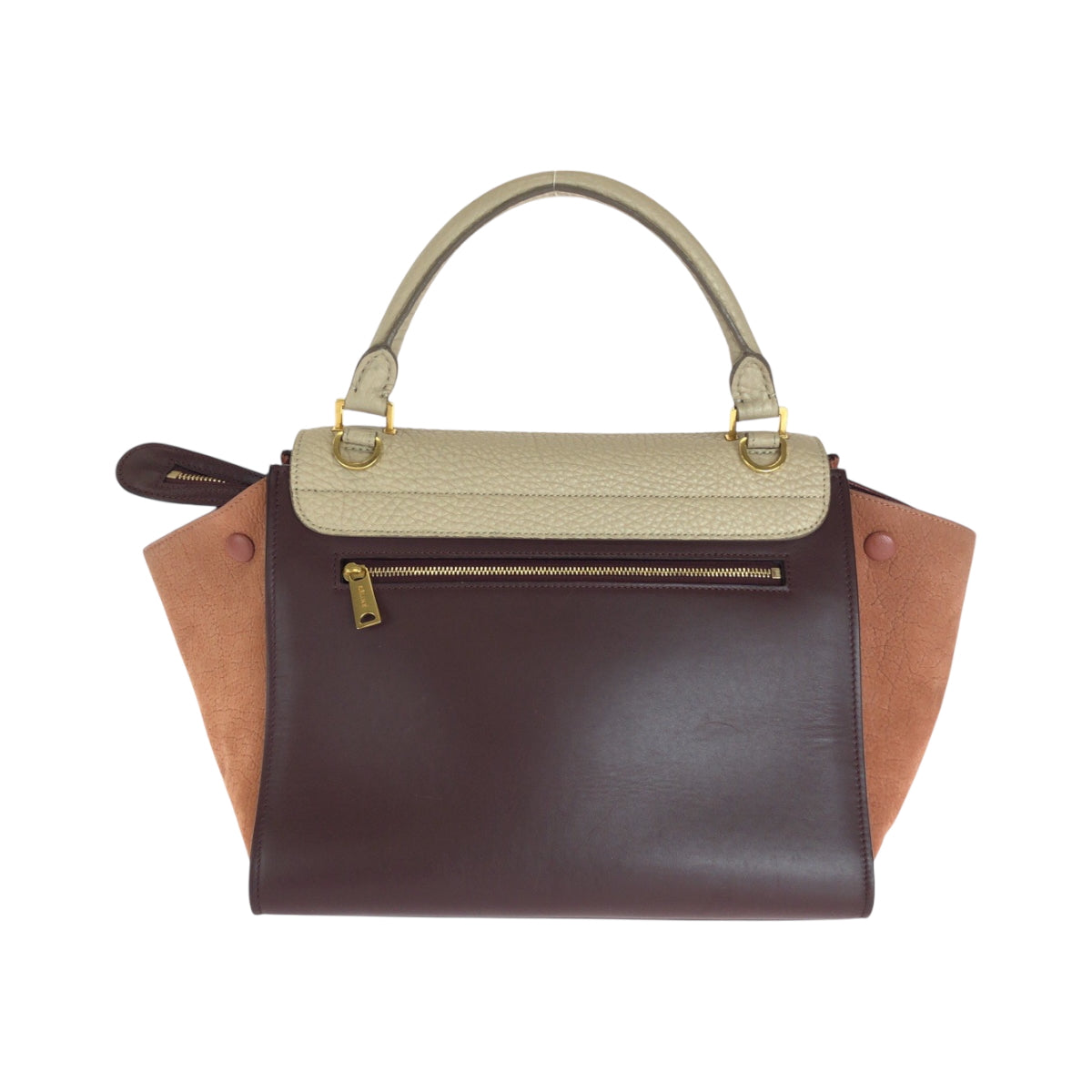 Shoulder Bag , Bordeaux Ivory Orange Metal Leather Suede