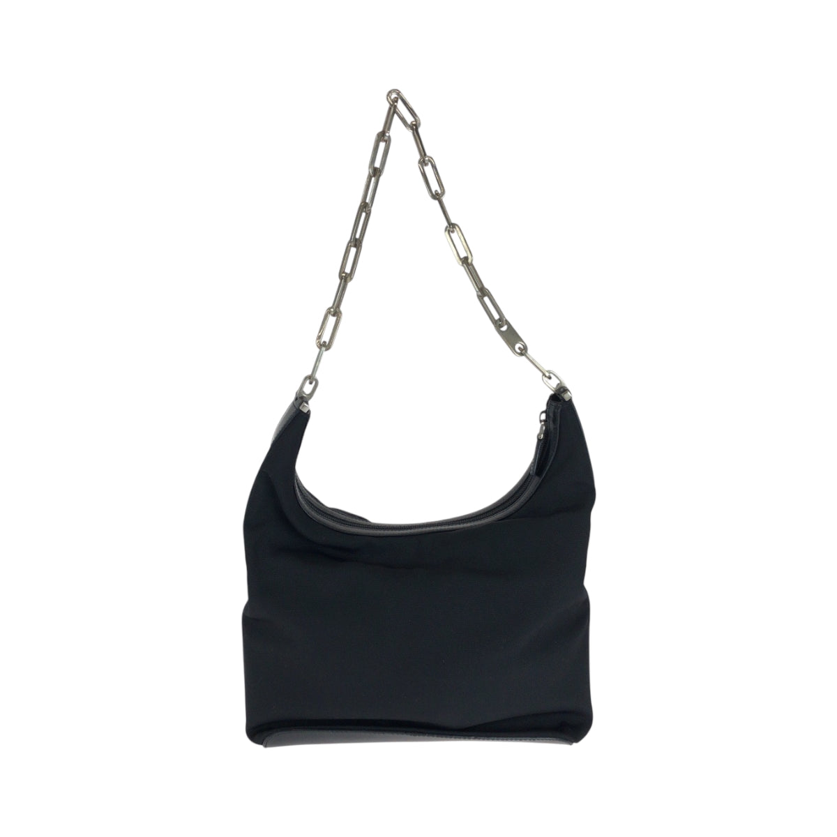 Gucci 001 SilverMetal ChainShoulder Nylon Black Shoulder Bag