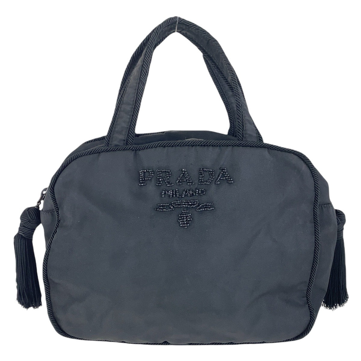 Beads Silvermetal Handbag Tote Bag Test Tassel Nylon Black