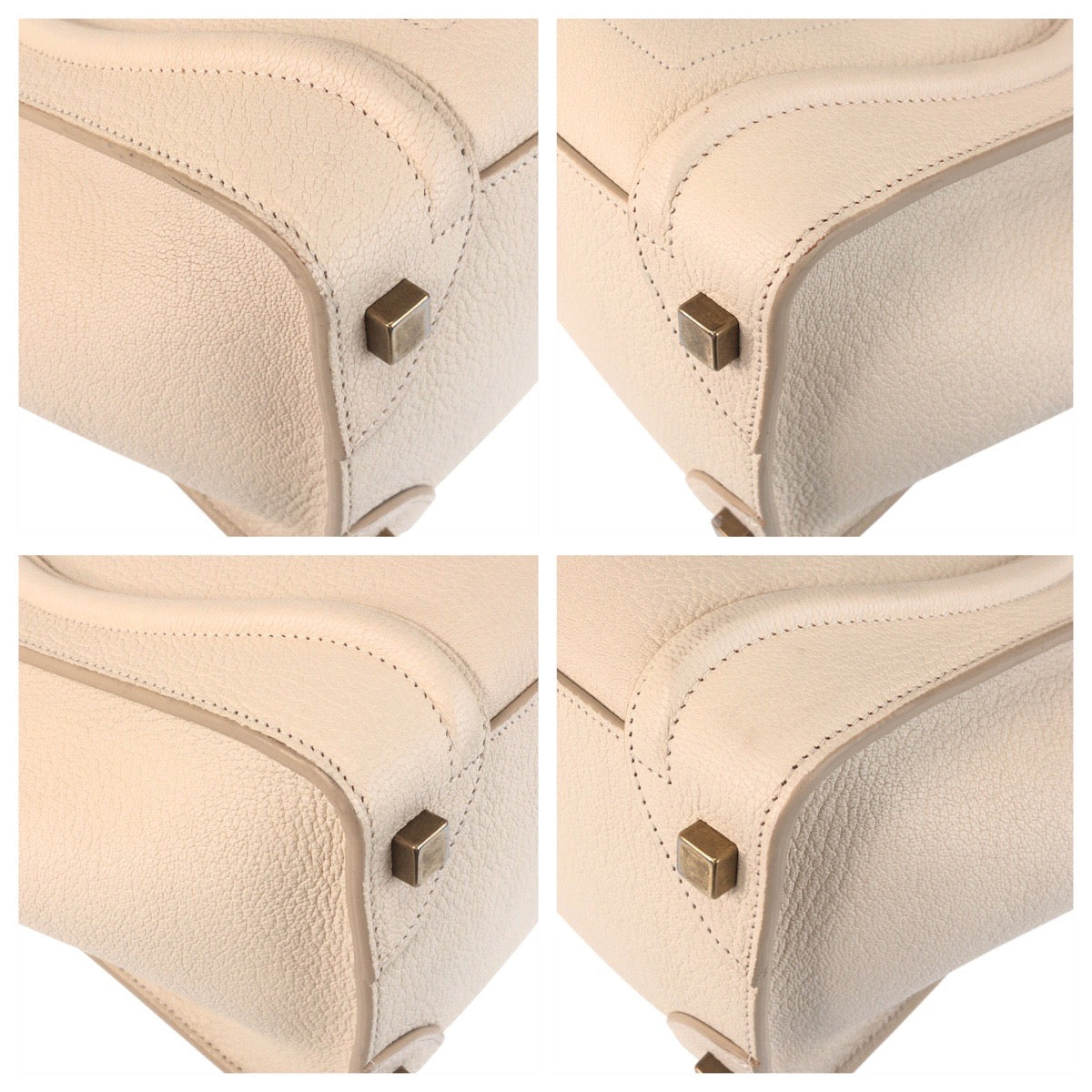 F Cu Ivory Metal Handbag Tote Bag Leather Gold