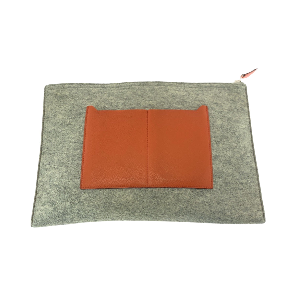 Hermes Clutch Bag Felt Epsom Grey Silvermetal Clutch Bag Gray Orange