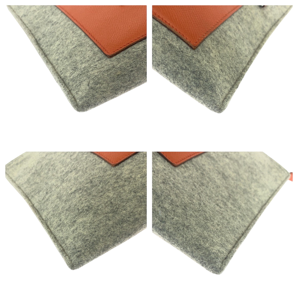 Hermes Clutch Bag Felt Epsom Grey Silvermetal Clutch Bag Gray Orange