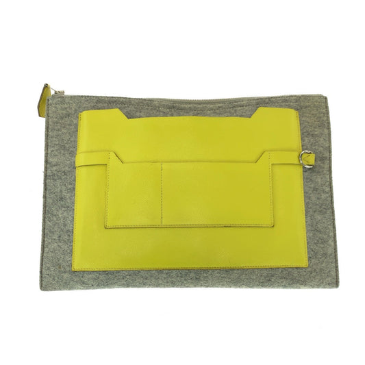Hermes Clutch Bag Felt Epsom Griclair Zanzibar Clutch Bag Yellow