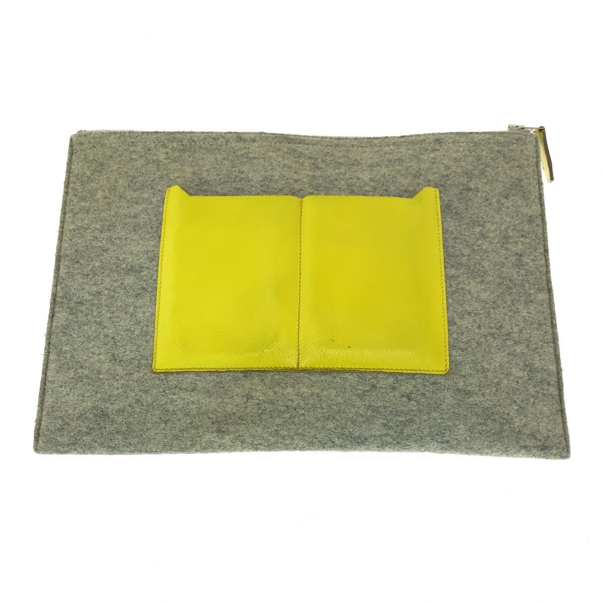 Hermes Clutch Bag Felt Epsom Griclair Zanzibar Clutch Bag Yellow