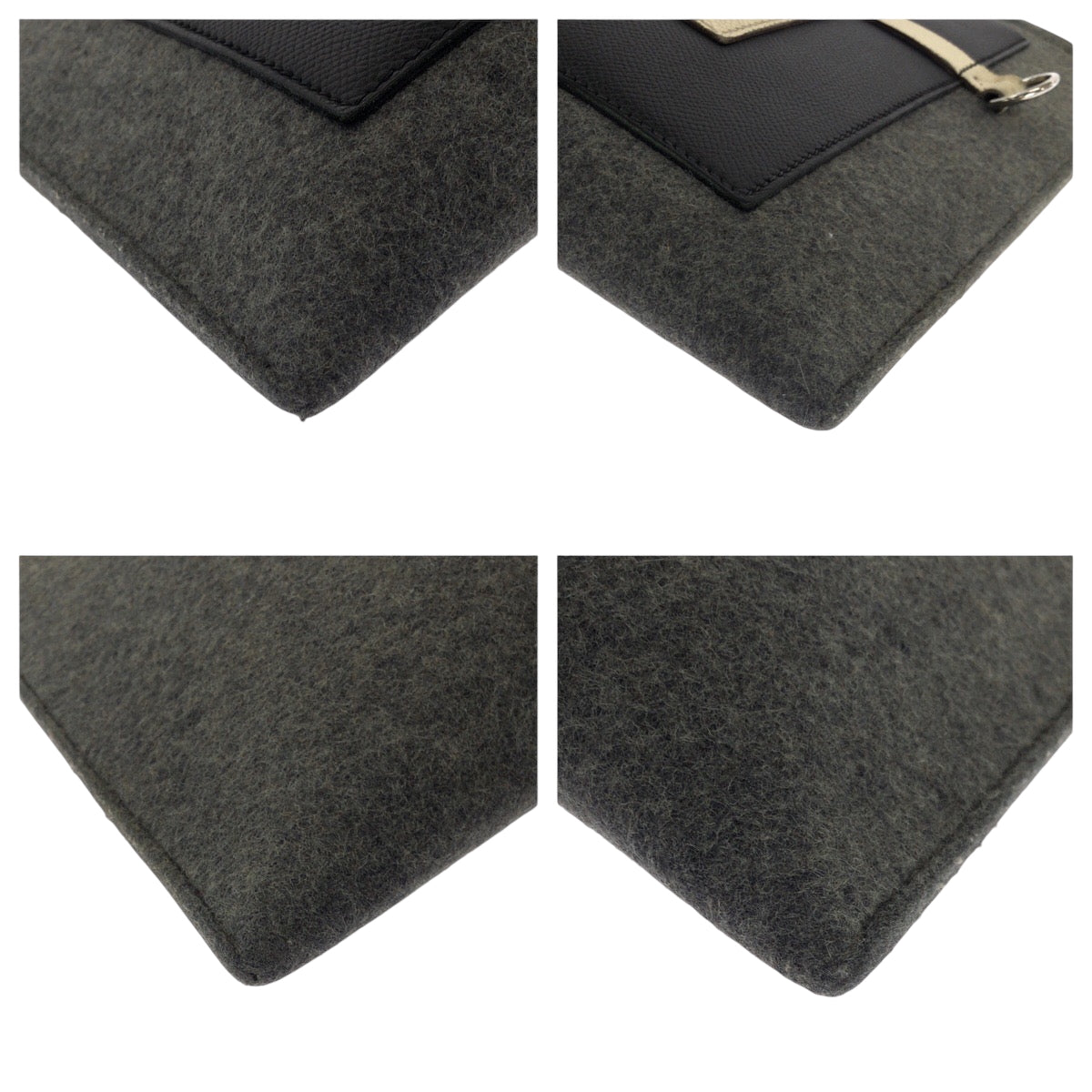 Hermes Clutch Bag Felt Epsom Grey Ivory Silvermetal Clutch Black Gray
