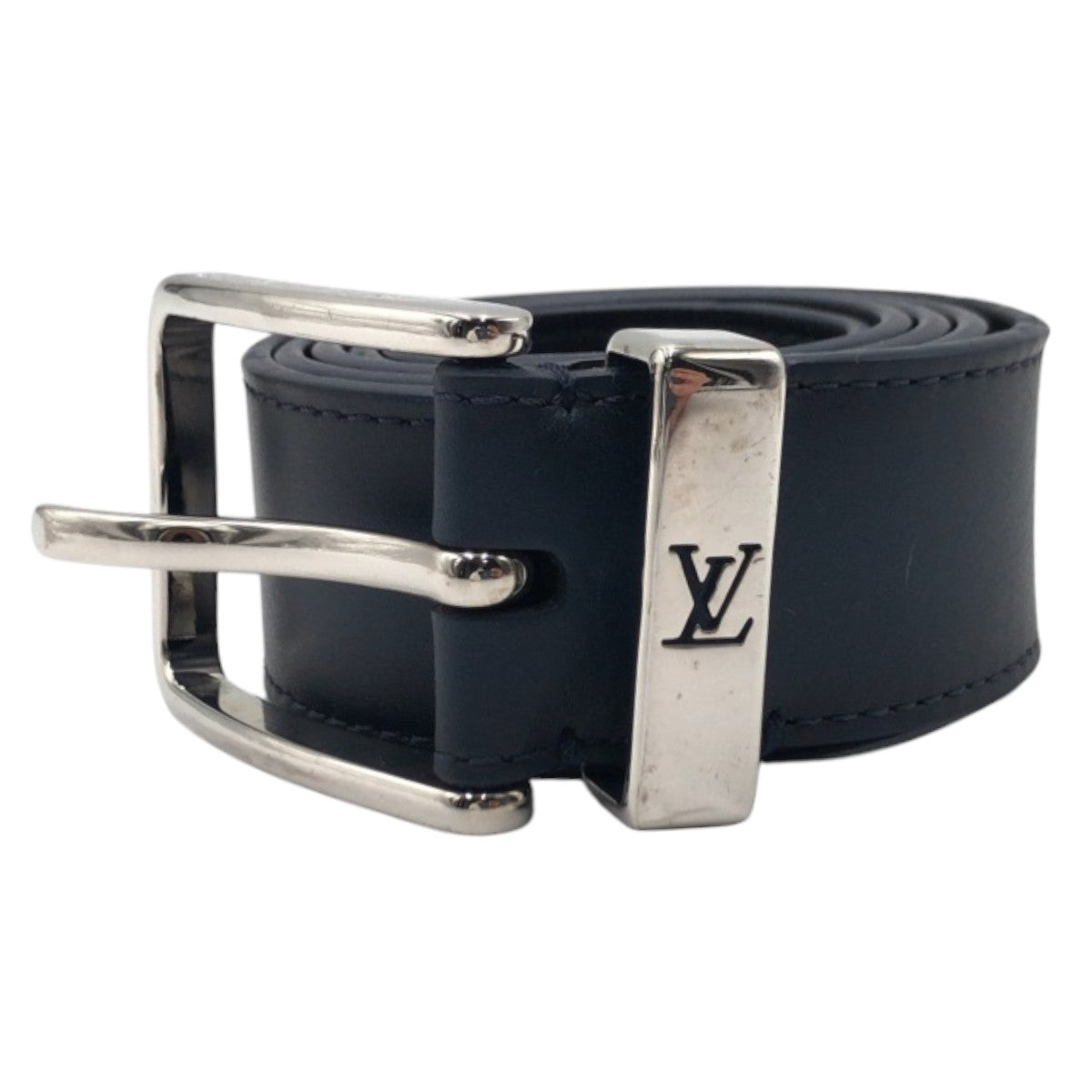 Louis Vuitton M0172 ont Neuf Leather Silver Navy Belt