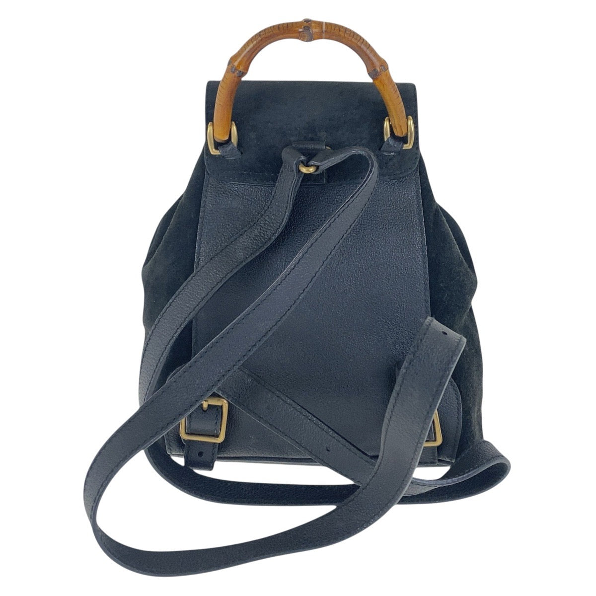 Gucci Backpack 003 0 GoldMetal Bamboo Suede Black