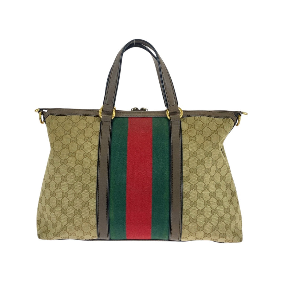 Gucci Sherry Line 2Way Tote Bag Leather Canvas
