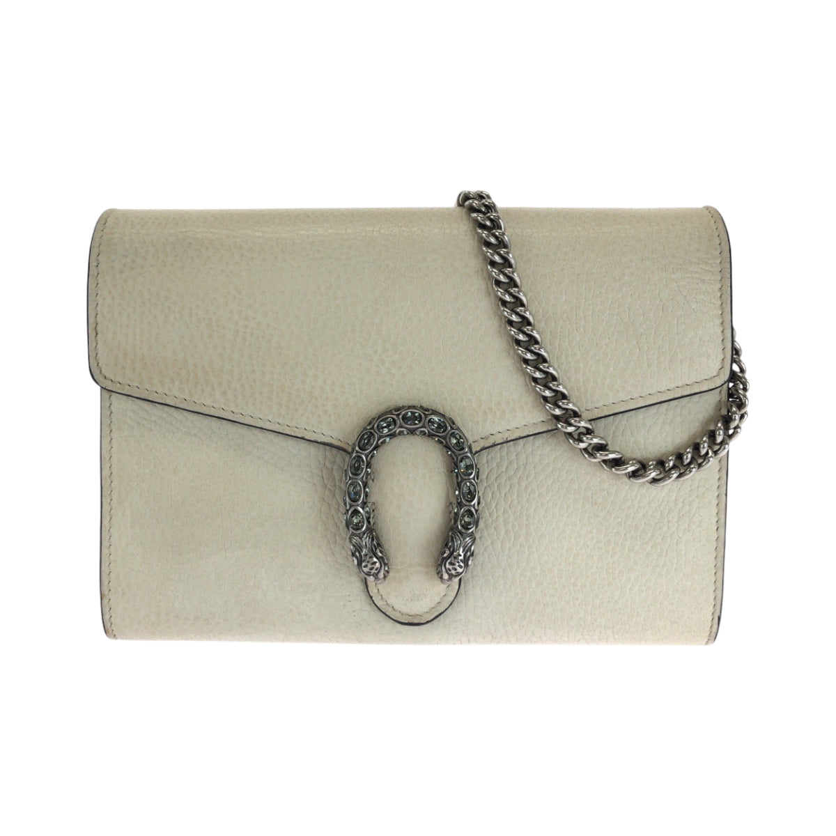 Gucci SilverMetal Dionysus Leather White Shoulder Bag