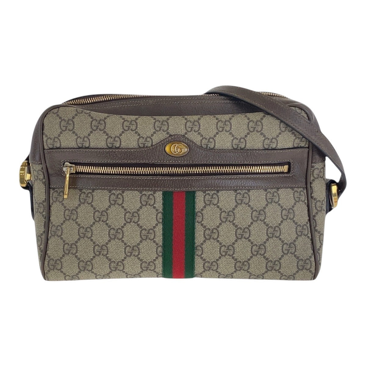 Gucci GG Supreme Gold Ophidia Leather Canvas Beige Crossbody Bag