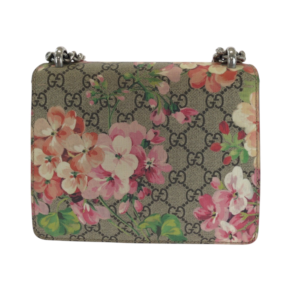 Gucci GG Supreme SilverMetal GG Blooms Canvas Beige Multicolor Shoulder Bag