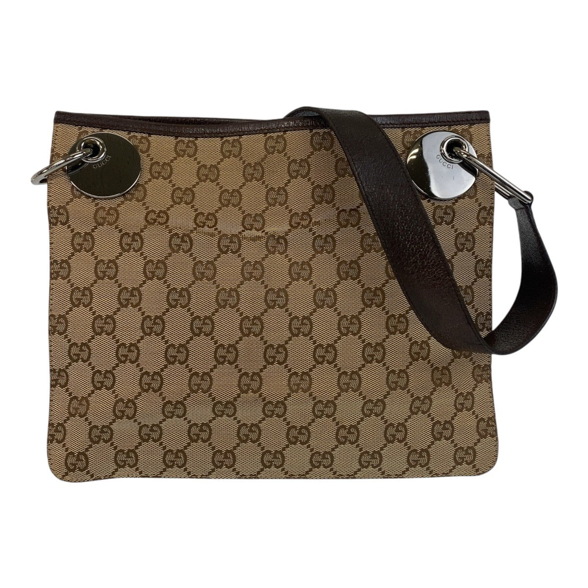 Gucci GG , pochette Leather Canvas Brown Beige Shoulder Bag