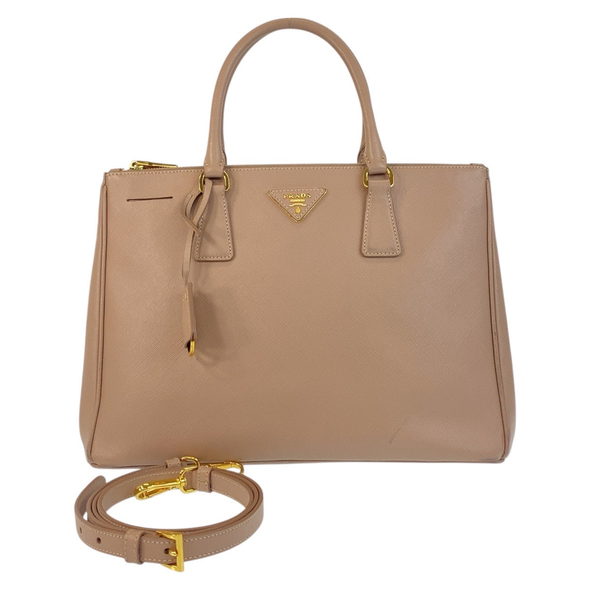 Gold Metal Handbag Tote Bag Shoulder Bag Leather Beige