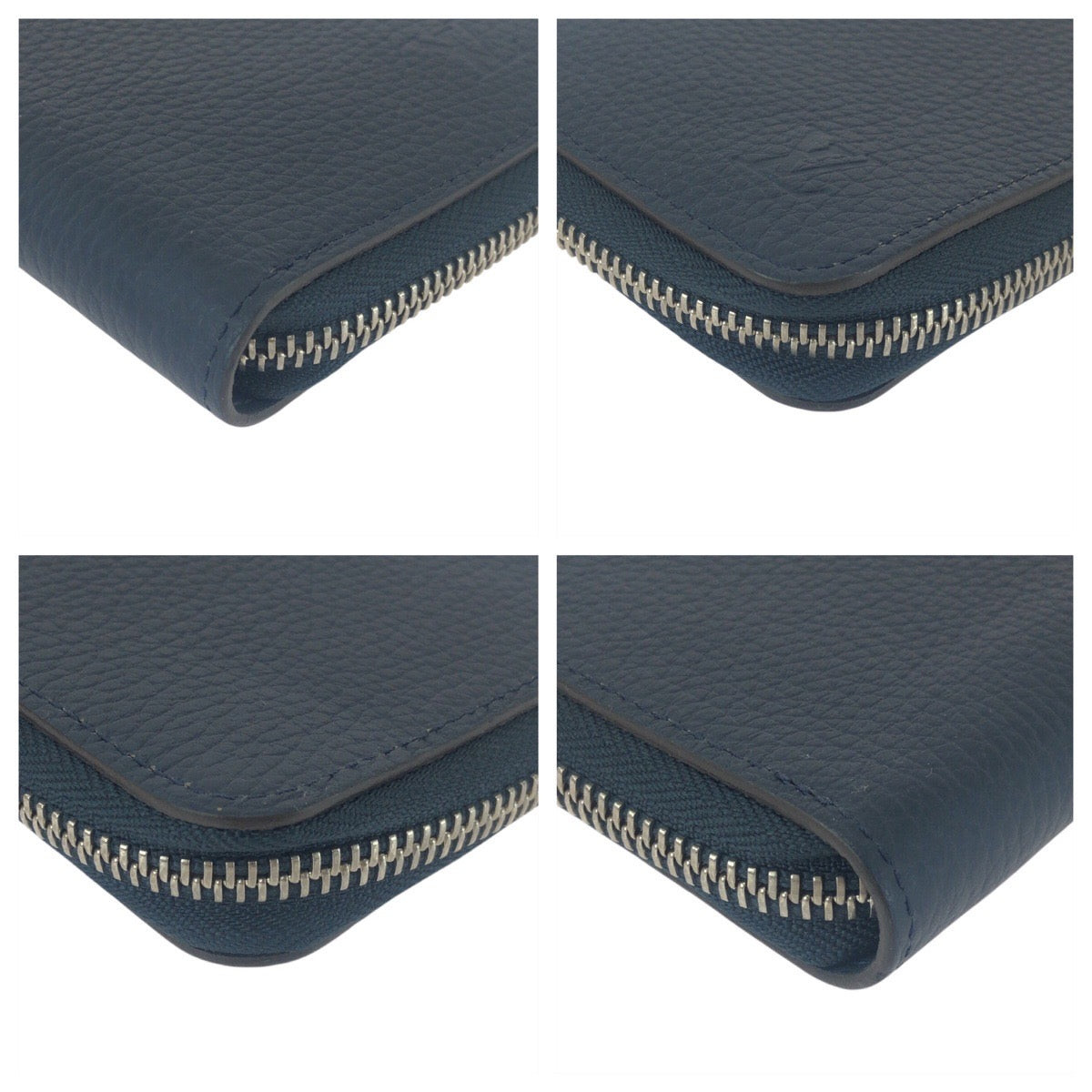 Louis Vuitton Long Purse M58865 e Zippy Leather Blue Silver Navy Wallet Case