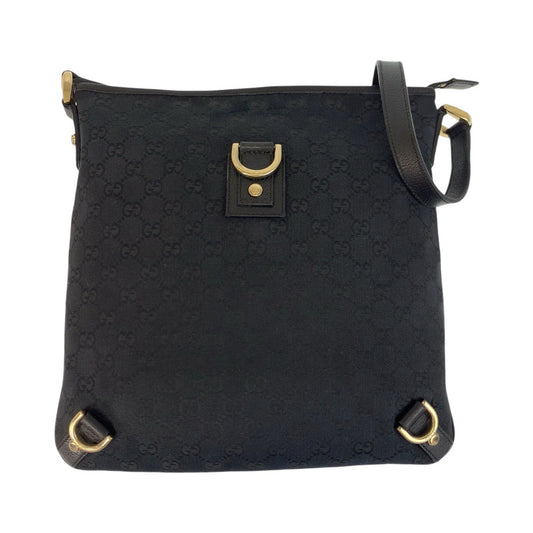 Gucci GG GoldMetal Messenger Abbey Leather Canvas Black Shoulder Bag