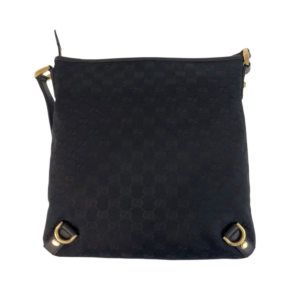 Gucci GG GoldMetal Messenger Abbey Leather Canvas Black Shoulder Bag