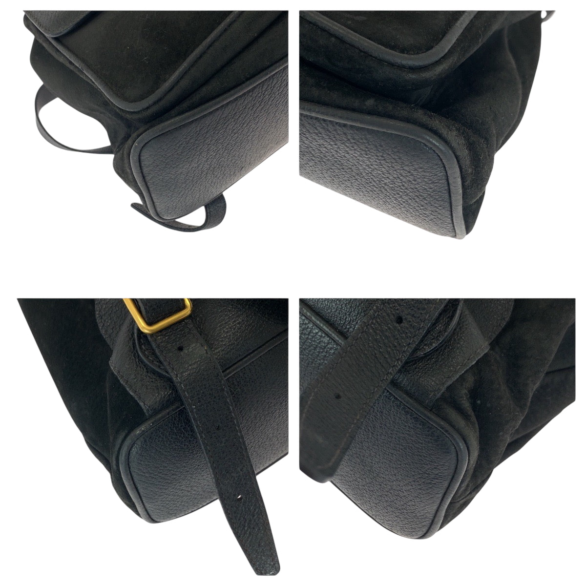 Gucci Backpack 003 Gold Leather Suede Black Brown