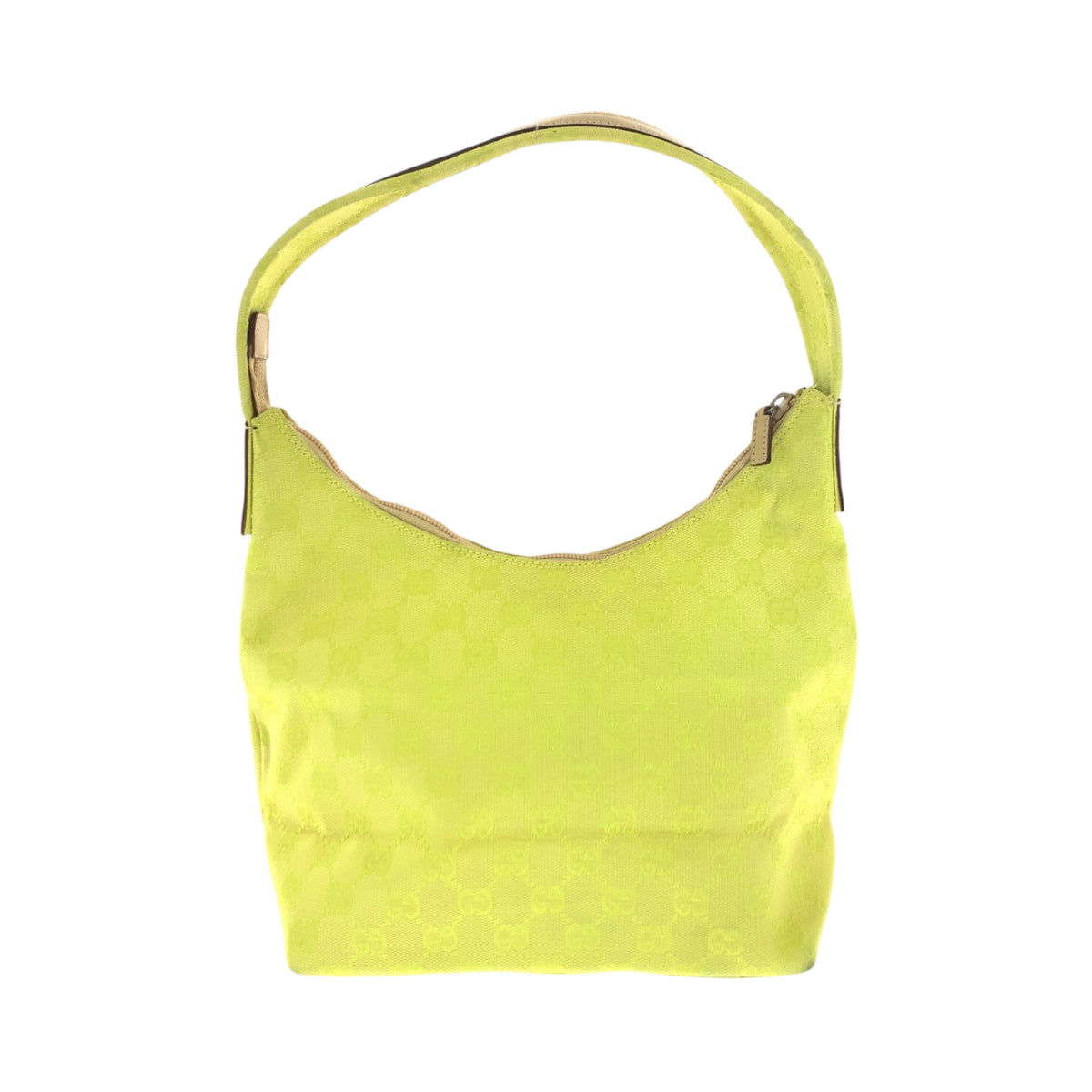 Gucci 001 GG Yellow Metal One Canvas Beige Gold Shoulder Bag