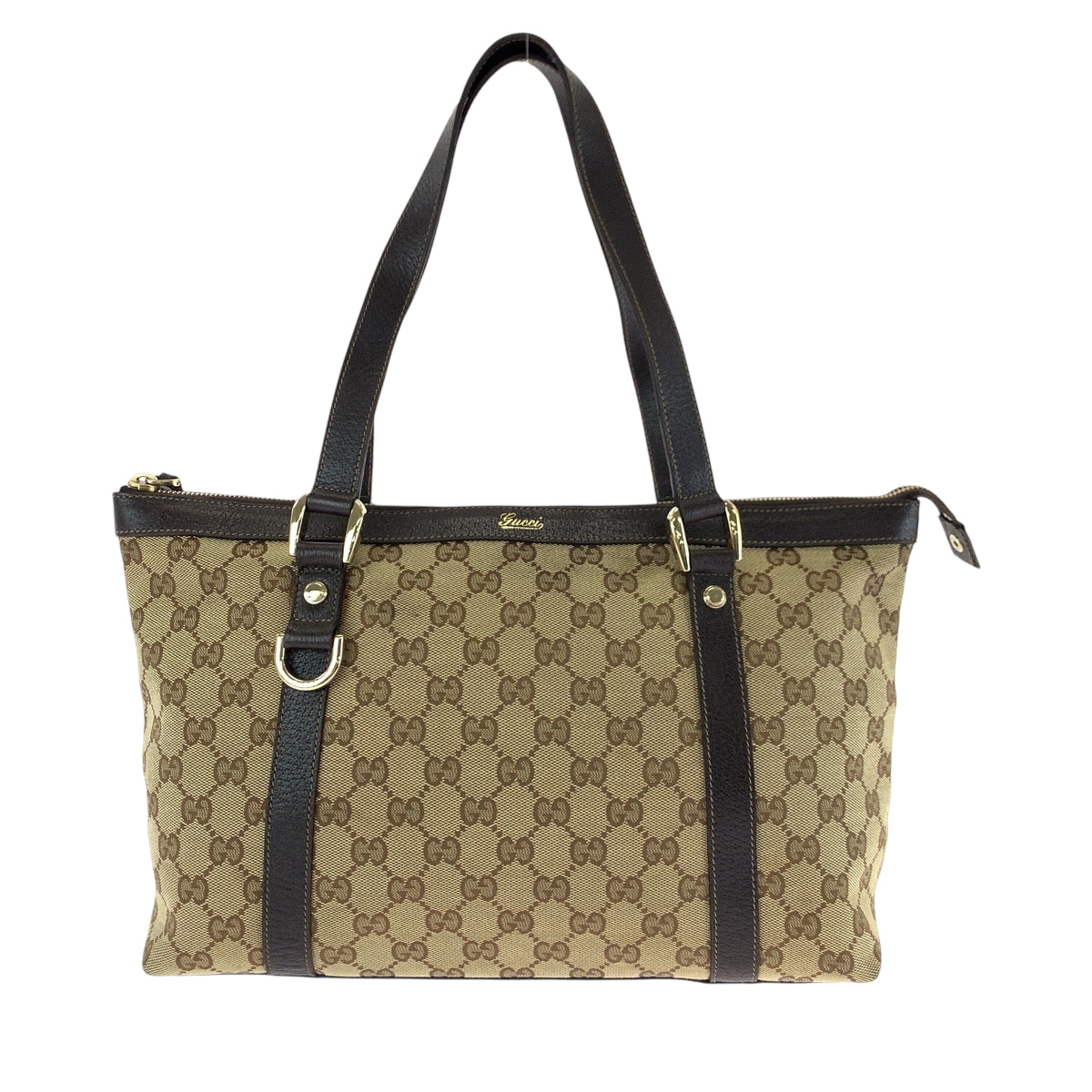 Gucci GG Canvas Brown Beige Gold Shoulder Bag