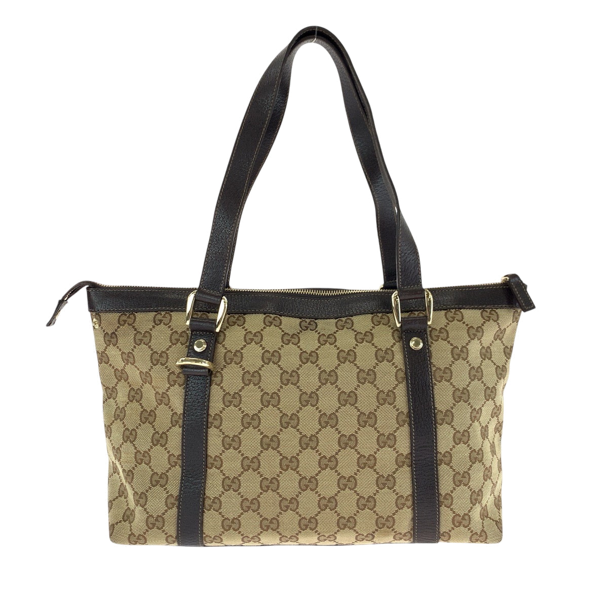 Gucci GG Canvas Brown Beige Gold Shoulder Bag