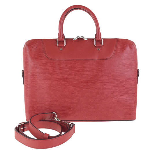 Louis Vuitton Business Castilian SilverMetal Business Briefcase Leather Red Handbag