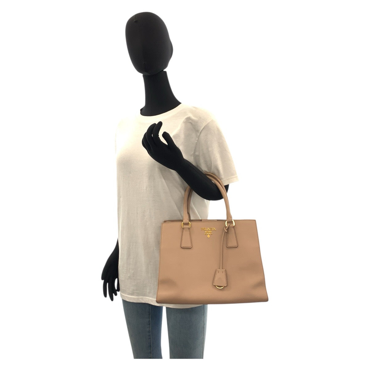 Tote Bag Gold Metal Tote Bag Handbag Leather Beige