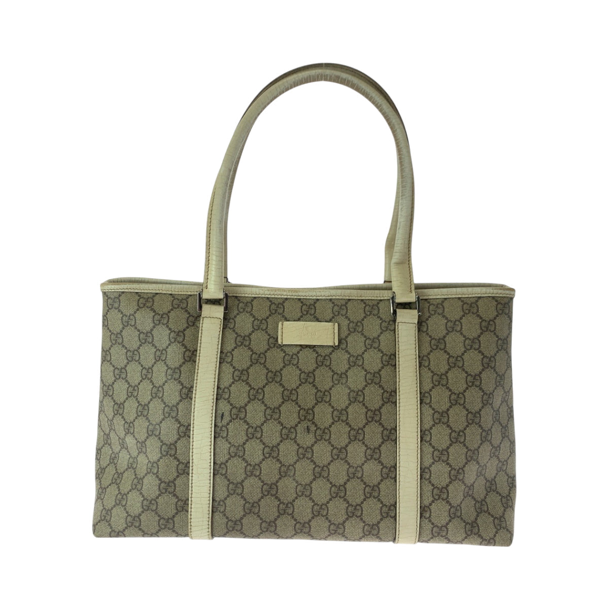 Gucci GG Supreme Ivory SilverMetal Canvas Beige Shoulder Bag