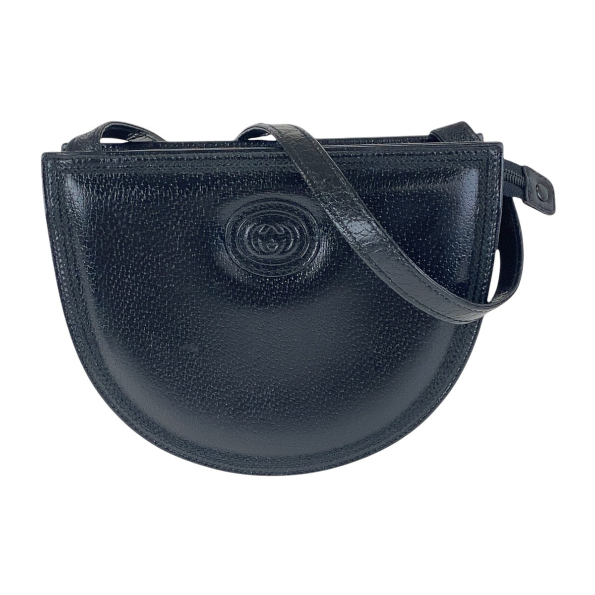 Gucci 007 113 GoldMetal Old Leather Black Crossbody Bag