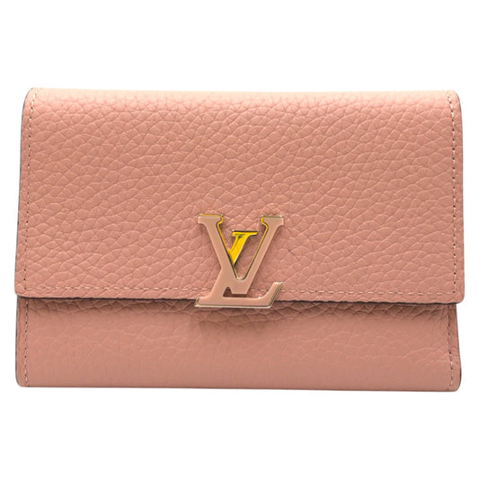 Louis Vuitton Tri-fold M62156 magnolia Tri-fold Compact Leather Pink Wallet Case