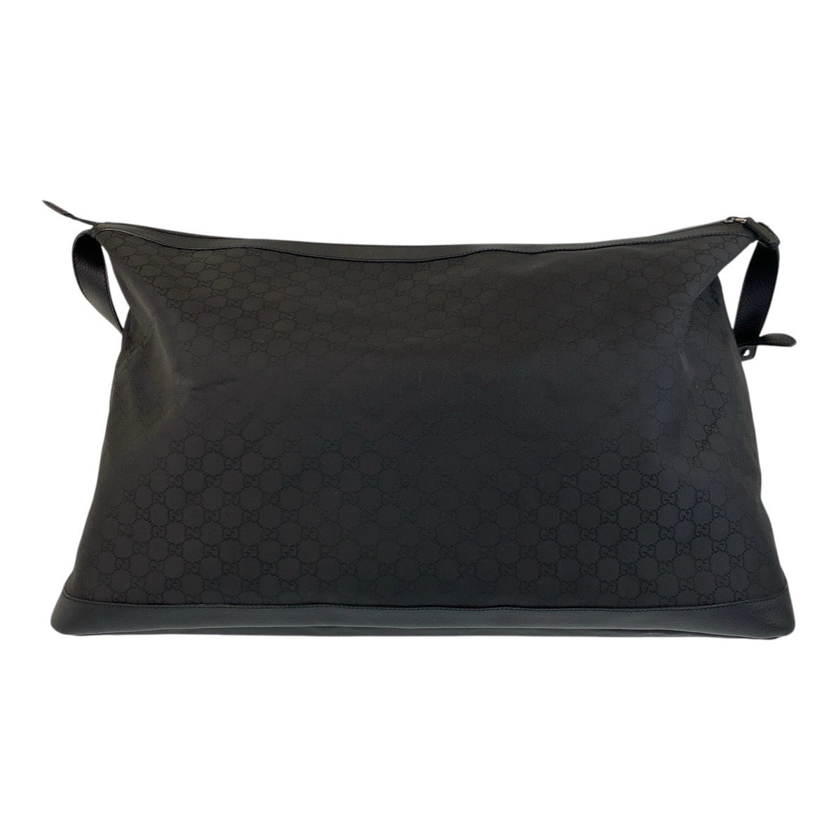 Gucci GG SilverMetal Boston Duffel Leather Canvas Black Shoulder Bag