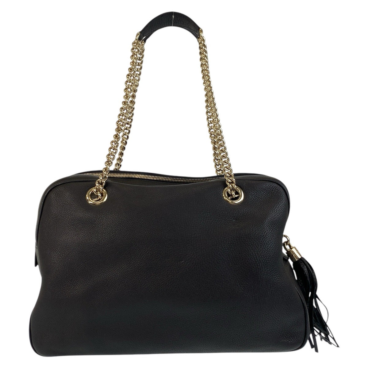 Gucci GoldMetal Soho Leather Black Chain Shoulder Bag