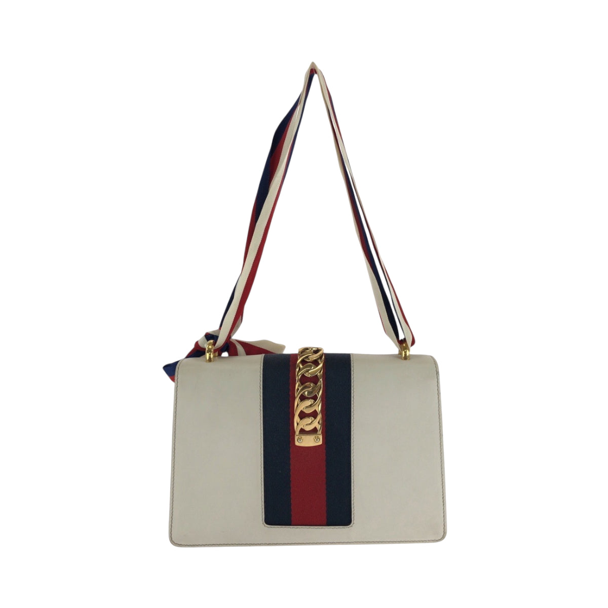 Gucci Gold ne Silvi Leather White Red Green Shoulder Bag