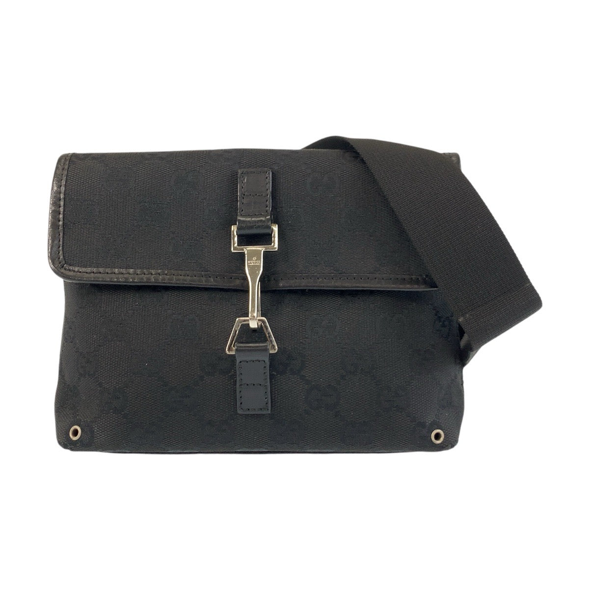 Gucci Sling GG SilverMetal Sling Bum Canvas Black Handbag