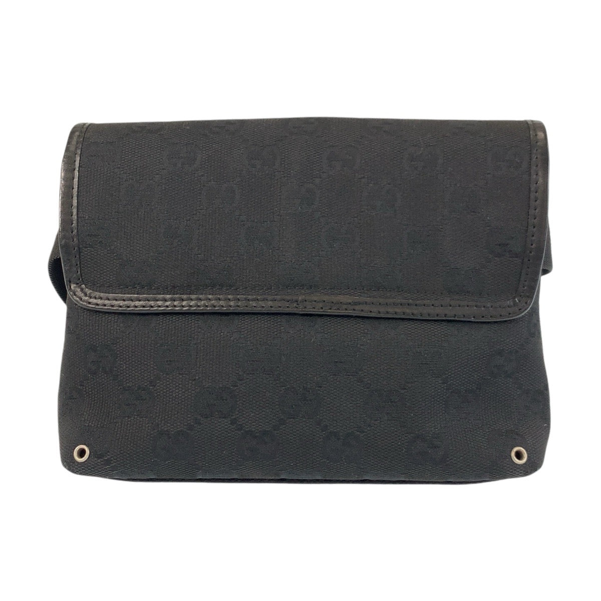 Gucci Sling GG SilverMetal Sling Bum Canvas Black Handbag