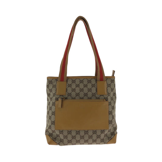 Gucci 019 GG Camel SilverMetal Canvas Beige Orange Tote Bag