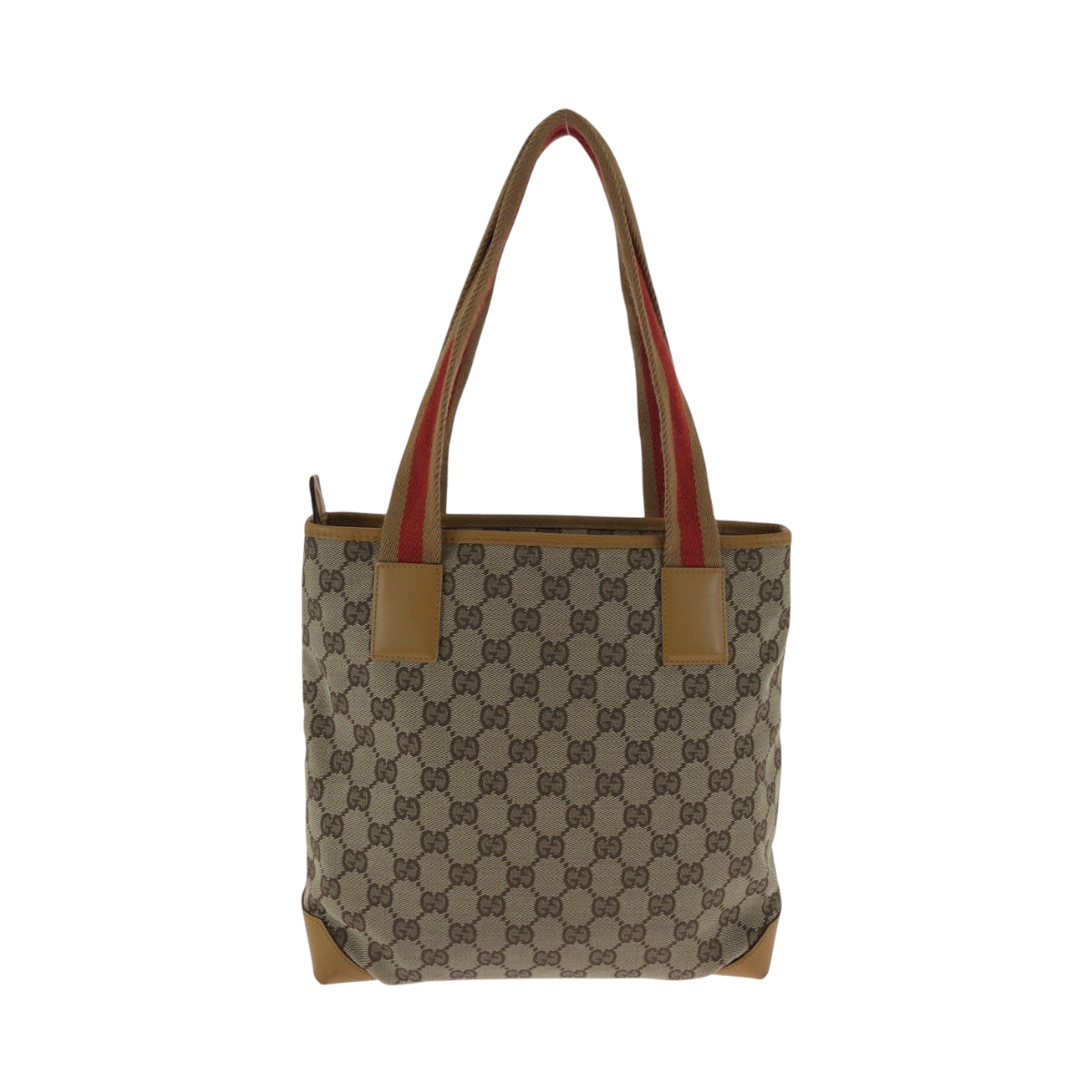 Gucci 019 GG Camel SilverMetal Canvas Beige Orange Tote Bag