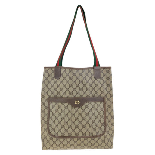 Gucci 39 02 003 GG Supreme Leather Canvas Brown Shoulder Bag