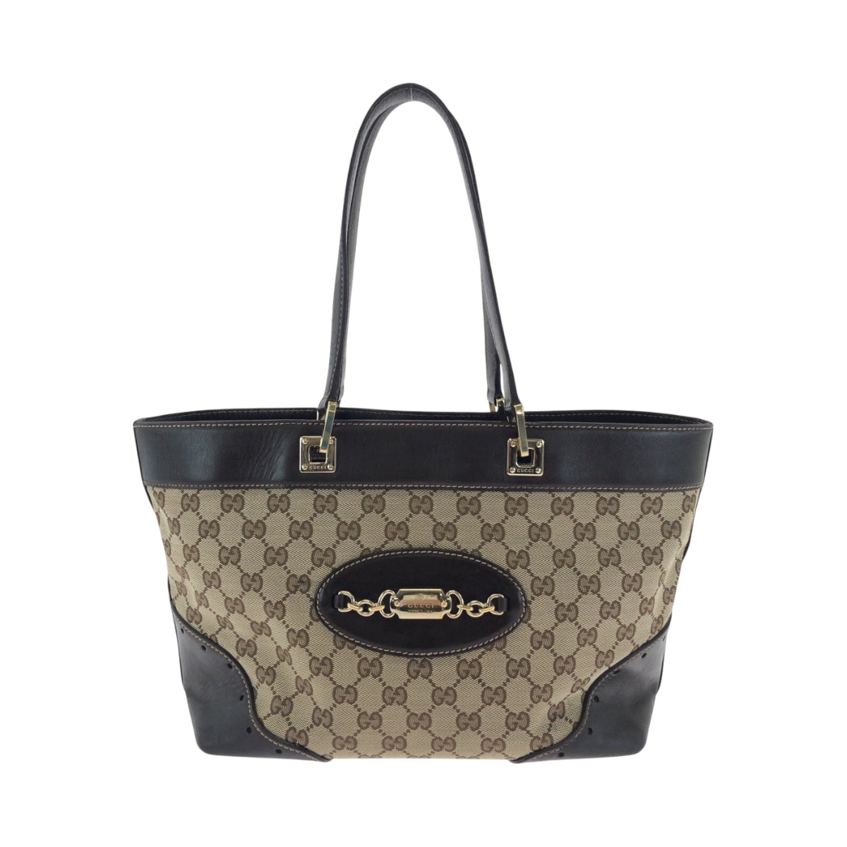 Gucci GG Canvas Brown Beige Gold Shoulder Bag 2