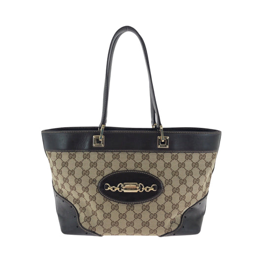 Gucci GG Canvas Brown Beige Gold Shoulder Bag 2