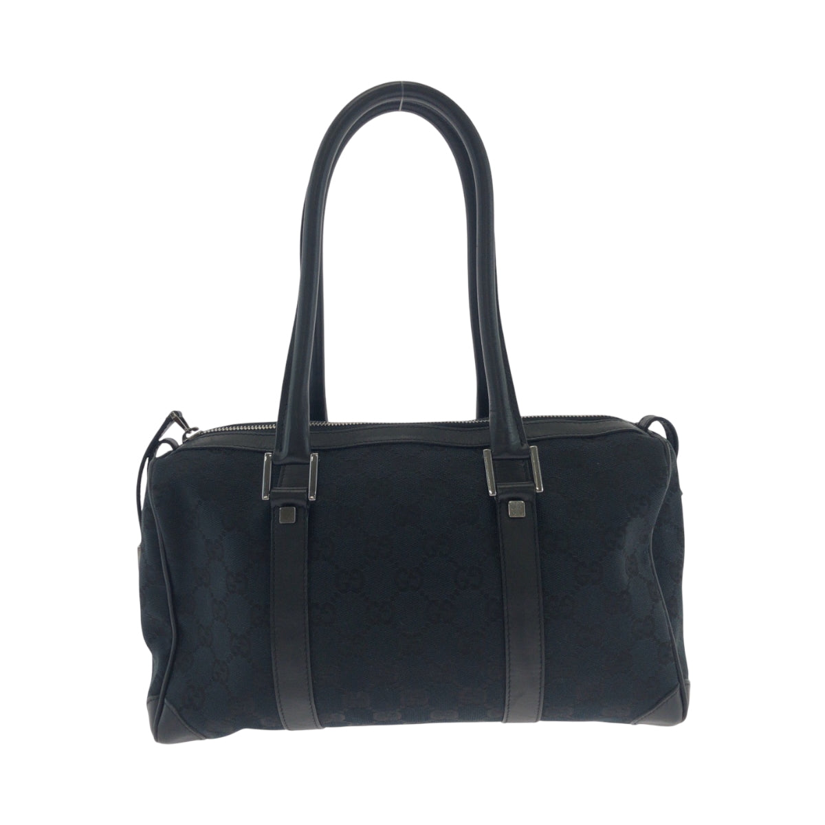 Gucci 000 GG SilverMetal Boston Duffel Canvas Black Mini Travel Bag