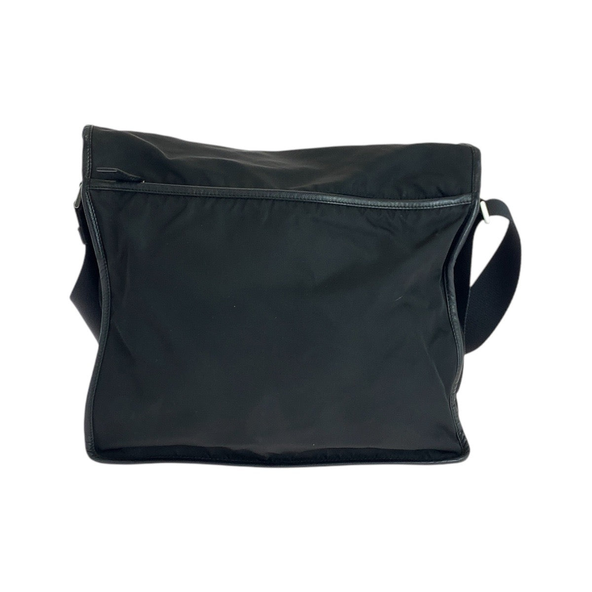 Prada Tessuto Triangle Plate Shoulder Bag Leather Nylon Logo