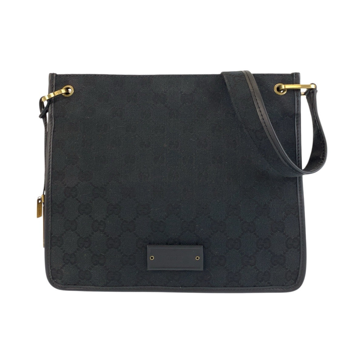 Gucci GG GoldMetal pochette Leather Canvas Black Shoulder Bag