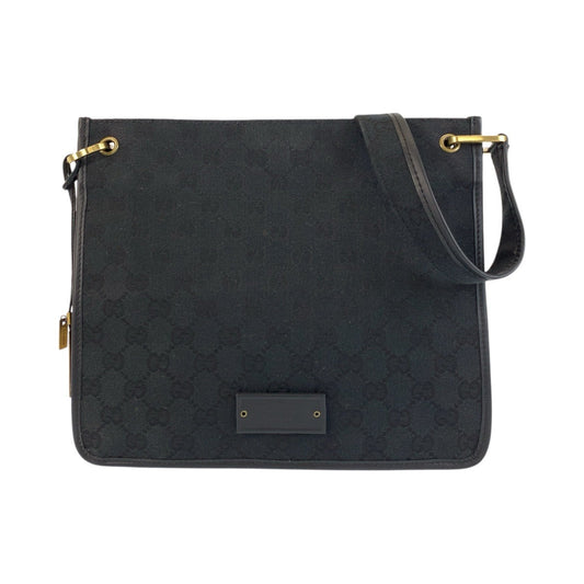 Gucci GG GoldMetal pochette Leather Canvas Black Shoulder Bag