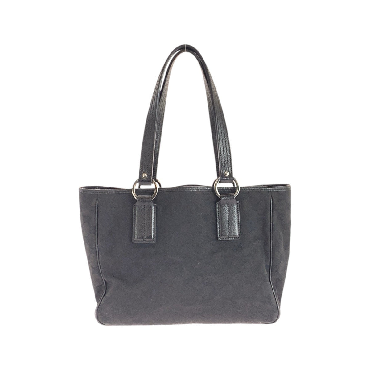 Gucci GG SilverMetal Leather Canvas Black Shoulder Bag